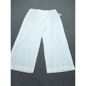 Gap High Rise Trousers 365 White Linen Blend Wide Leg Pants Preppy Boho 16 NWT